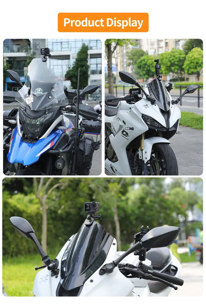 Motorcycle Windshield Clip Mount for Go Pro 13 12 11 10 9 8 7 DJI OSMO 360 Action 4 5 Pro Insta 360 X5 X4 Go 3S ACE Pro 2 Camera