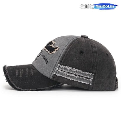 Scratched Brushed Patch Letter Embroidery Distressed Adjustable Cotton Hard Top Baseball Cap Sun Hat Trucker Caps Dad Hats