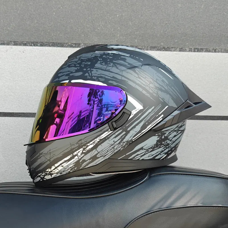 Motorcycle helmet, men's and women's dual lens full face helmet, motorcycle sports car, all season full face helmet