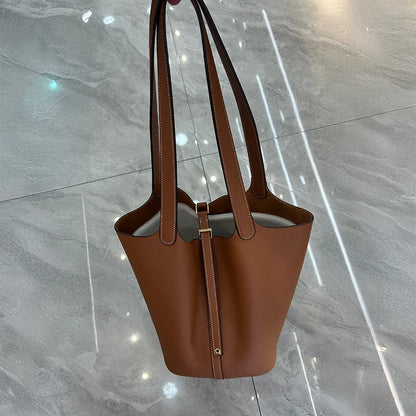 Mendy Large Women's Bag Vintage Leather Bucket Bag 26CM Tote Hobo Bag for Women Soft Leather Underarm Shoulder Purse Handbag New