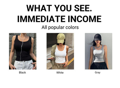 3PCS Set Cotton Camisole Vest Paired Summer Slim Fit Clothing Simple Versatile Basic Top Breathable Womens Korean Style Tops