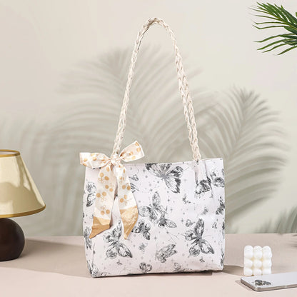 【Hot New】Cute Artistic Texture Butterfly Print Tote Bag for Women  Ideal for Shopping  Class & Commuting  Perfect Gift Option
