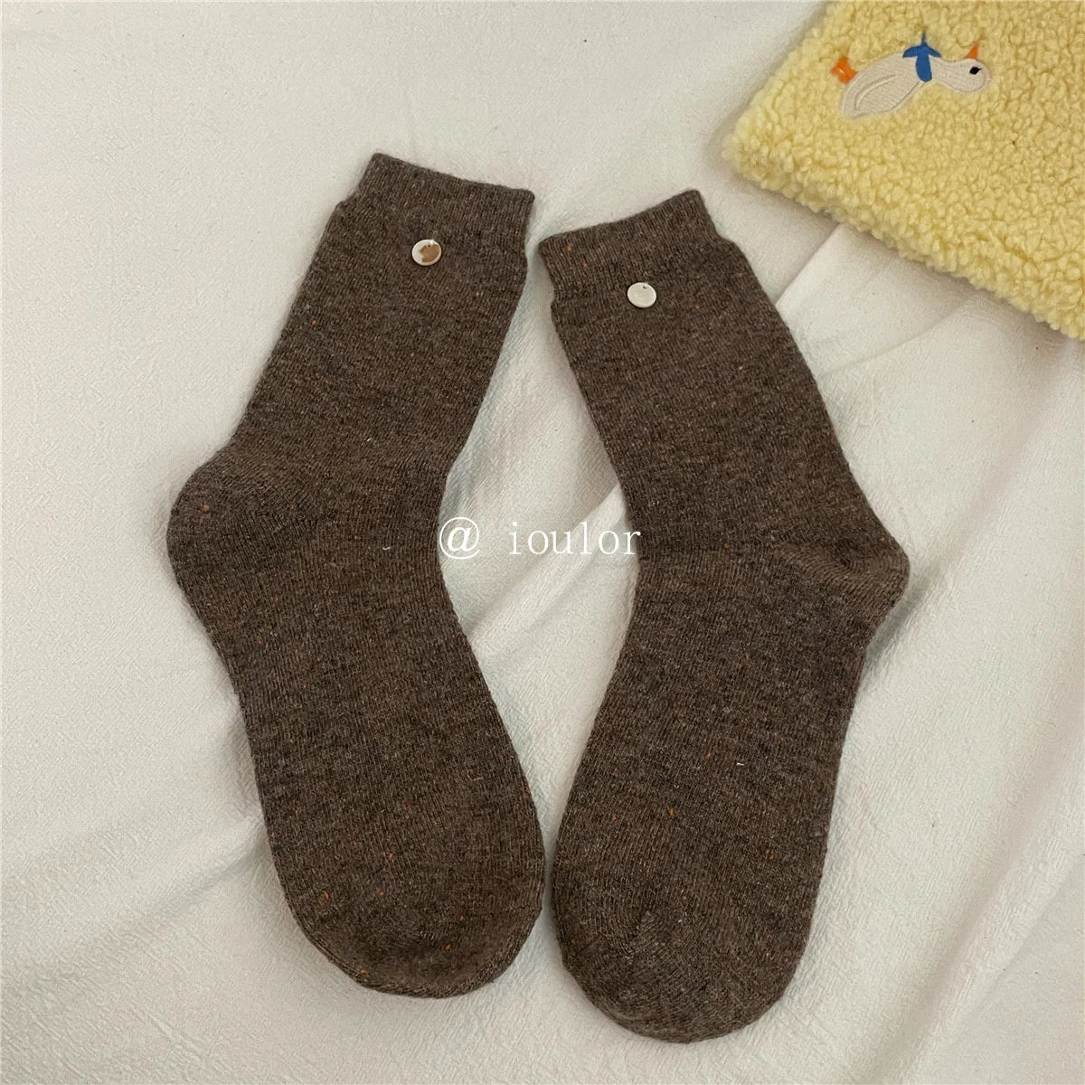 SP&CITY Colored Dotted Sheep Woolen Socks Women's Winter Warm Keeping Middle Tube Socks Casual Thick Korean Fashion Stockings