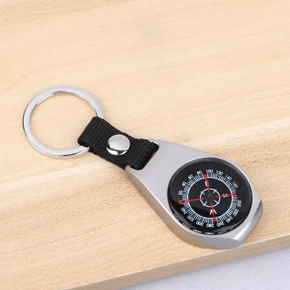 Outdoor Camping and Hiking Accessory: Durable Metal Compass Keychain Carabiner.
