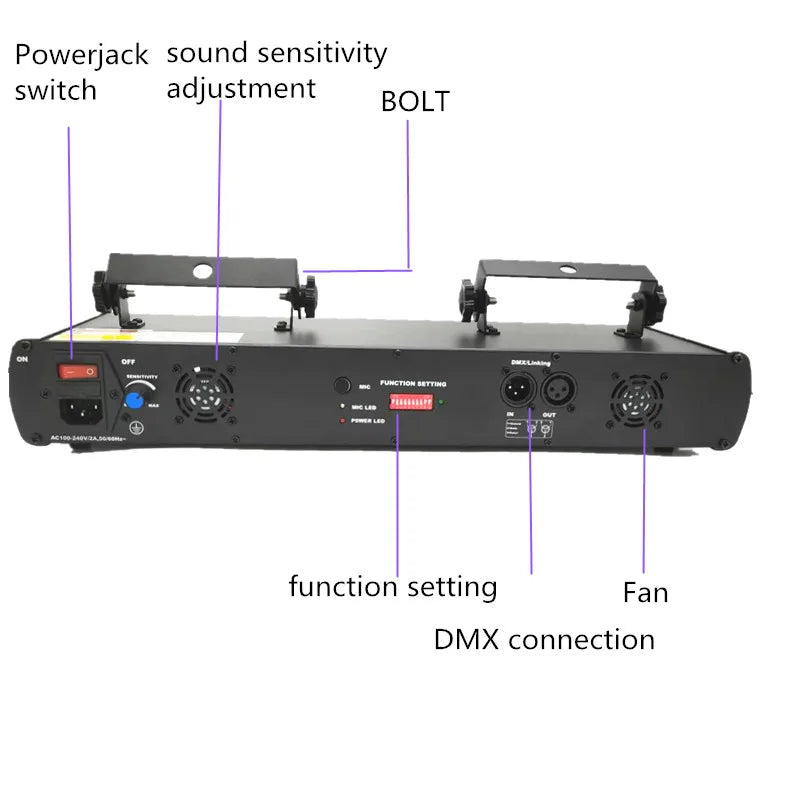 Party lights, DJ disco lights, 4-beam DMX and voice-controlled laser lights, light show stroboscopic party lights ambient lights