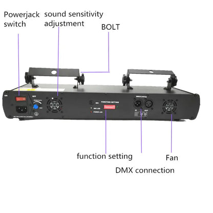 Party lights, DJ disco lights, 4-beam DMX and voice-controlled laser lights, light show stroboscopic party lights ambient lights