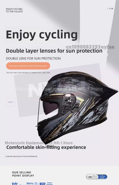 LVS motorcycle helmet men's and women's full face helmet double lens racing helmet DOT certification casco moto