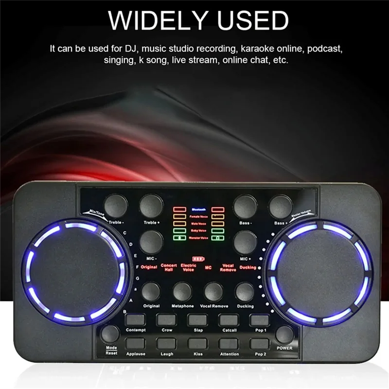 New!!V300 Pro Sound Card Bluetooth-Compatible Audio Interface Mixer DJ Digital Effect Noise Reduction Console USB Record
