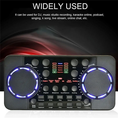 New!!V300 Pro Sound Card Bluetooth-Compatible Audio Interface Mixer DJ Digital Effect Noise Reduction Console USB Record