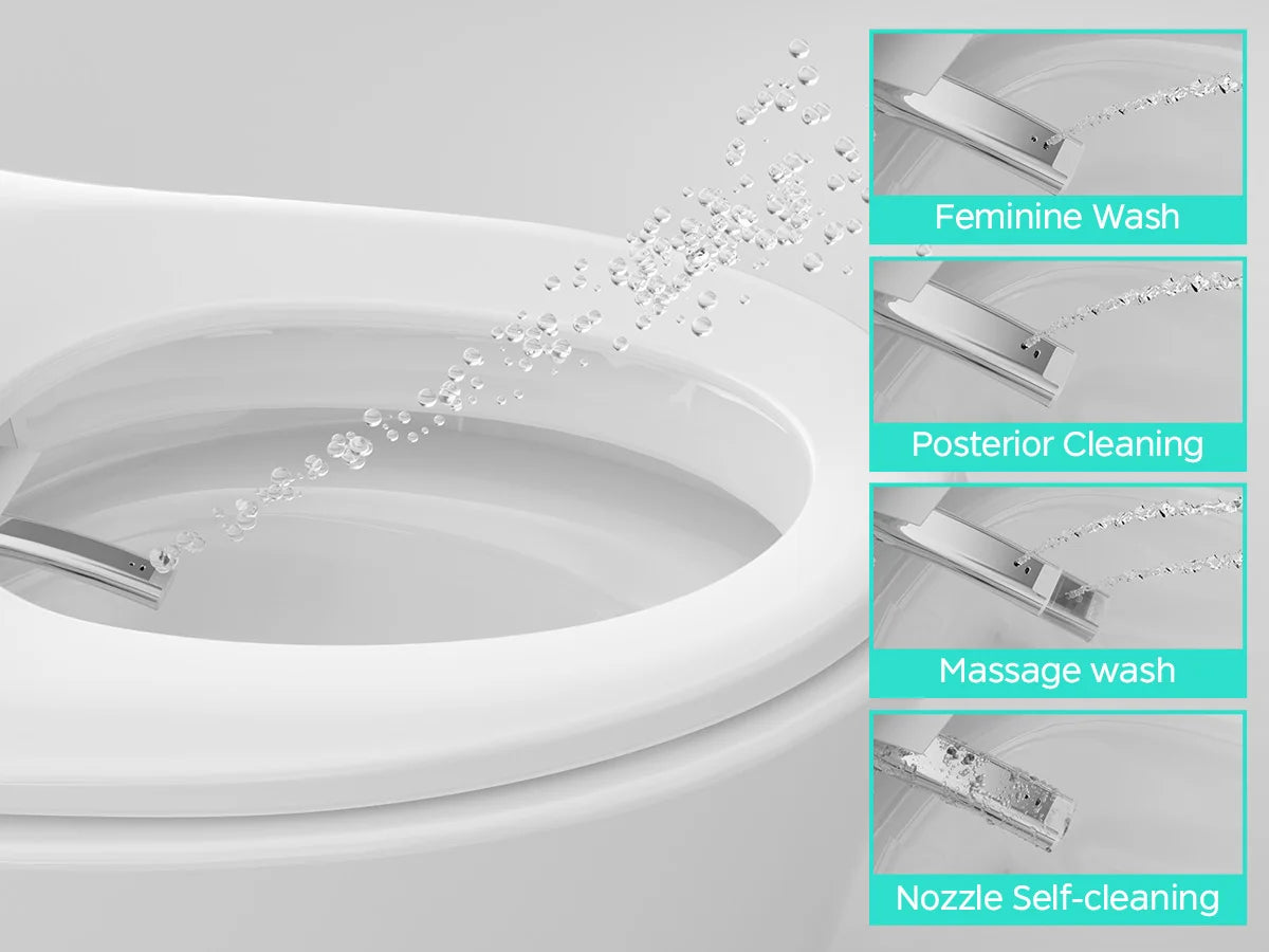 Elongated Smart Toilet with Bidet Built in, Foam Dispenser, Voice Control, One-Piece Bidet Toilet with Warm Water and Dryer