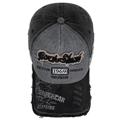 Scratched Brushed Patch Letter Embroidery Distressed Adjustable Cotton Hard Top Baseball Cap Sun Hat Trucker Caps Dad Hats