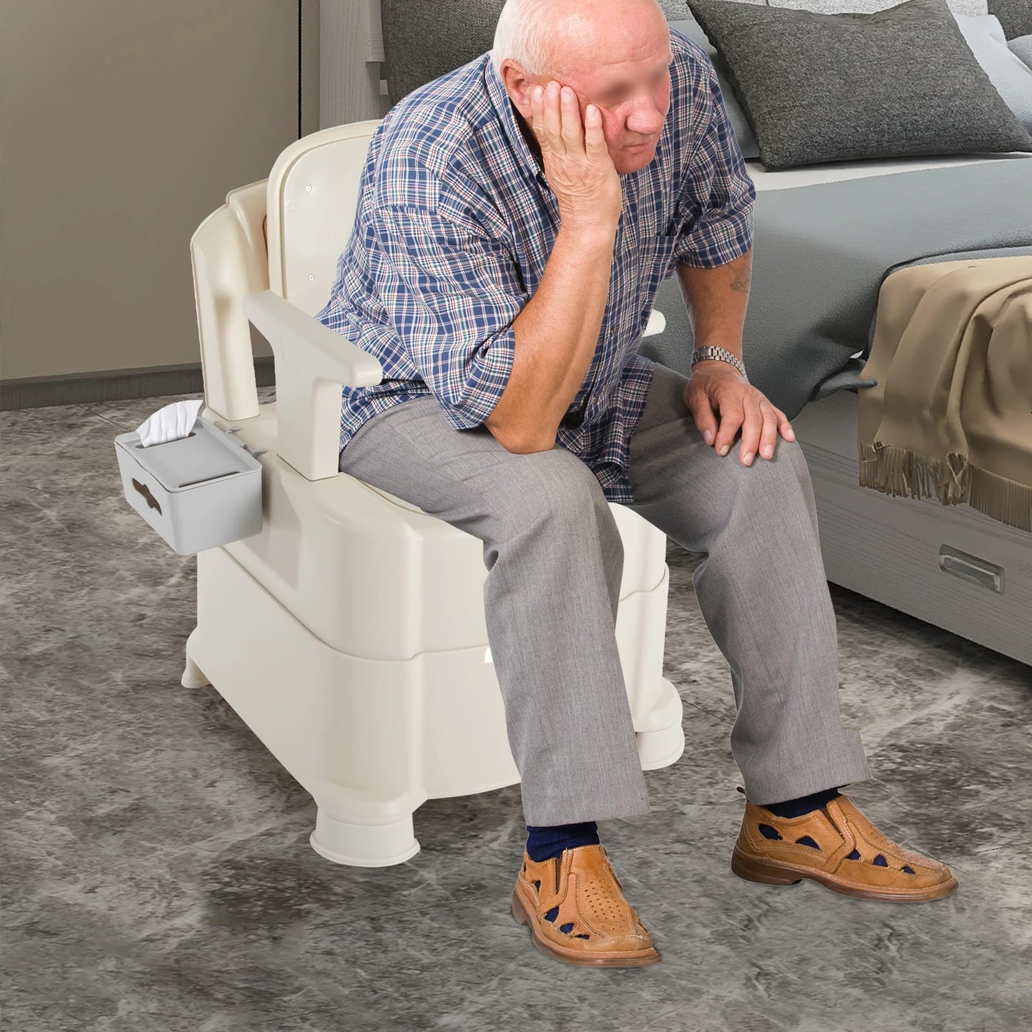 Toilet With Sensor Night Light,Bedside Commode  Bedside Toilet With Maximum Load 200kg, Portable Toilet