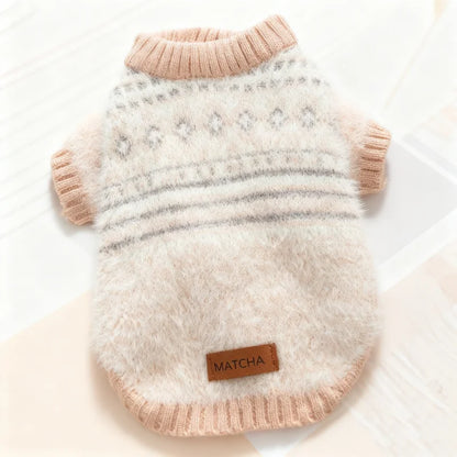 Fashion Plaid Dog Sweater Winter Warm Dog Clothes Cute Simple Puppy Knitted Pullovers Warm Soft Cat Sweaters Bichon Pet Costumes