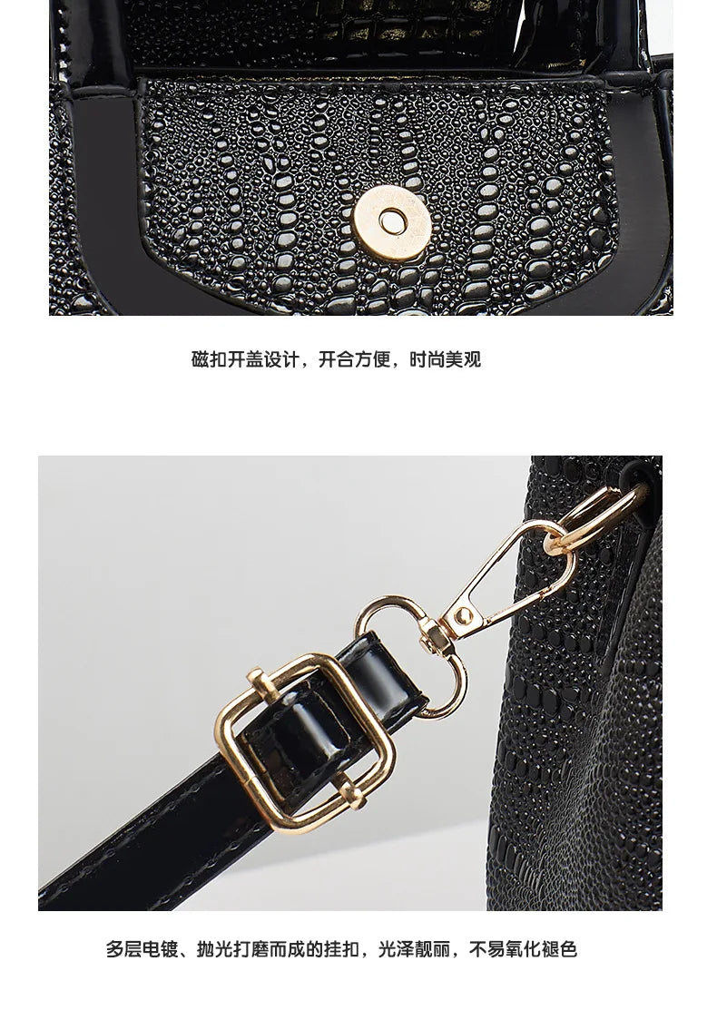 Fashion Crocodile Pattern Women's Handbag Large Capacity Classic Shoulder Bag Casual Crossbody Bag Urban Commuting Tote Bag