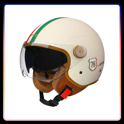Open Face Motorcycle Helmets Biker 3/4 Open Face Helmet Men Women Retro Electric Scooter ABS Shell Moto Jet Helmet DOT Approved