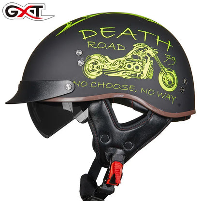 Retro Half Helmet Motorcycle Cruiser Helmet German Style Vintage Casco Moto Open Face Chopper Biker Pilot DOT Capacetes Para