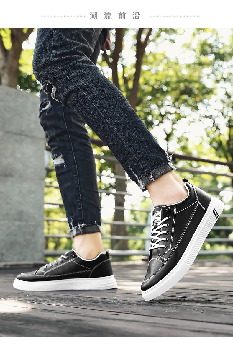 New Style White Sneakers for Men, Korean Version, Trendy Platform Shoes, Versatile for All Occasions, Sporty and Casual Shoes