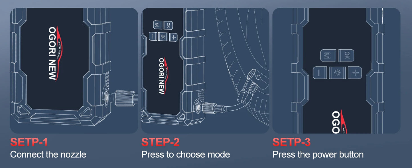 Jump Starter with Air Compressor 150PSI, 7000/8000A Portable Car Battery Booster (All Gas/16L Diesel)