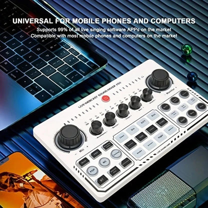 X50 Podcast Recording Equipment with Podcast Mixer Sound Card for Live Streaming Voice Changer DJ Audio Mixer Interface