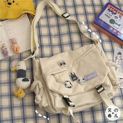 Youth Fashion Nylon Crossbody Bags for Women Handbags Shoulder Bag Large Capacity Solid Canvas Messenger Bag Girls School Bags