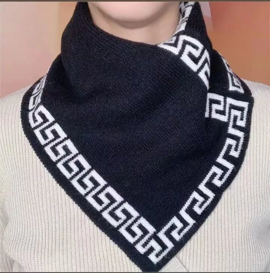 Warm Knitted Scarf with Geometric Pattern, Fashion Winter Neck Warmer for Women and Men, Soft Thick Cold Weather Accessories