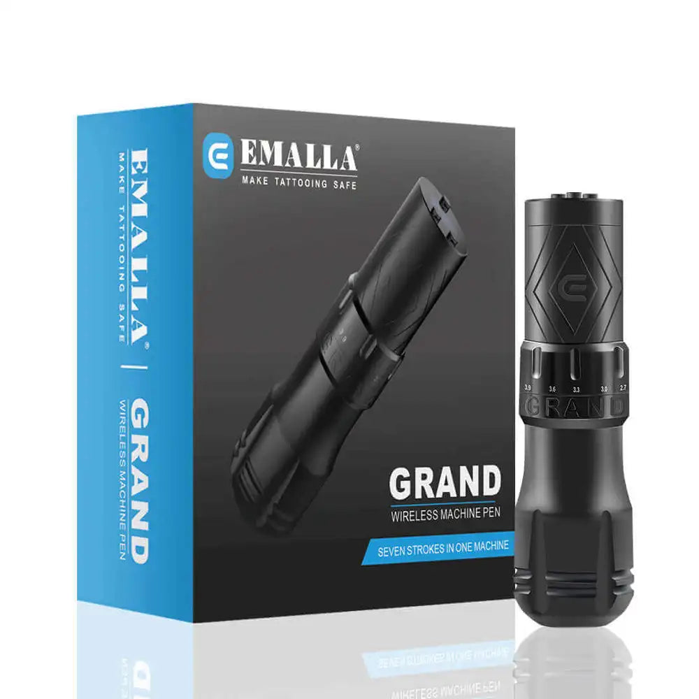 EMALLA GRAND Wireless Tattoo Pen Machine Adjustable 7 Strokes Brushless Motor 1800mAh Tattoo Permanent Makeup Pen Machine Supply