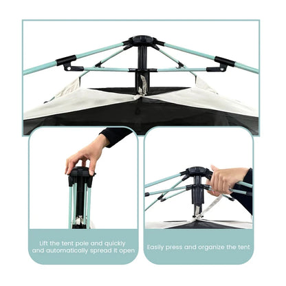 Foldable Portable Camping Tent Enhanced Ventilation Waterproof Wind & Rain Resistant With Storage Bag