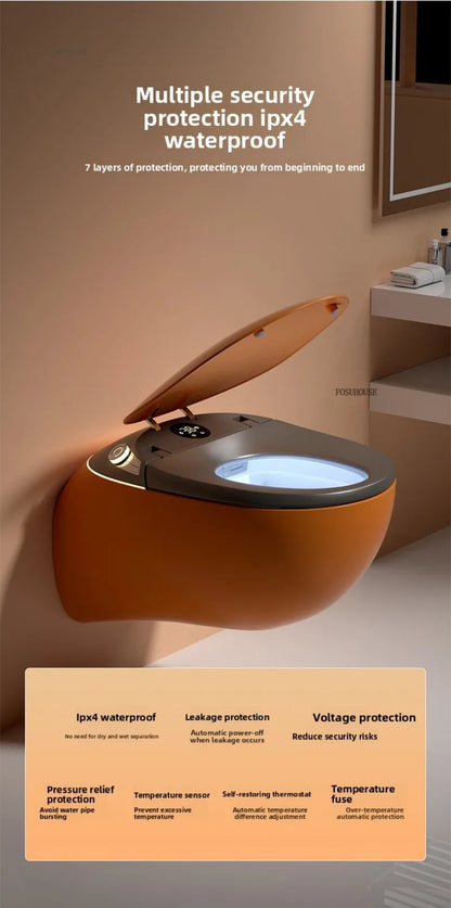 A50 Automatic Color and Black Smart Toilet for Bathroom Fixture Home Wall-mounted Wc Toilets with Tank Automatic Flip