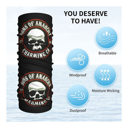 Custom 1 Percenter Essential Sons Bandana Neck Gaiter for Ski Camping Men Women Wrap Scarf TV Show Anarchy Headband Warmer