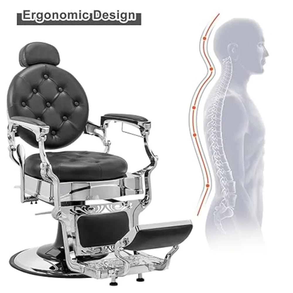 Heavy Duty Barber Chair 700lbs Capacity Vintage Recline Style Hydraulic Operation 360° Rotatable Barber Chair,Customized