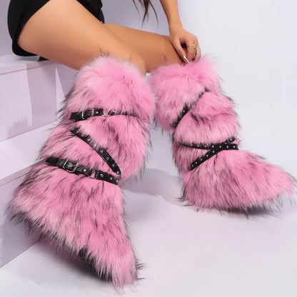 Y2K Fury Snow Boots 2024 New Winter 50cm High Helper Sleeve Fury Boots for Warm and Spicy Girls Fashion Snow Boots for Women