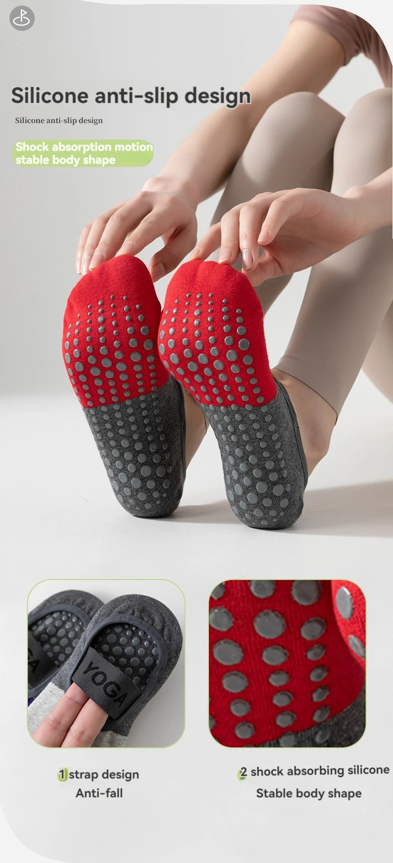 1 pair of women's patchwork color Pilates socks, non slip yoga socks, dance socks, and floor socks