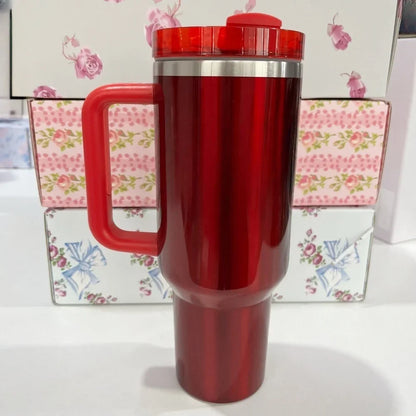 40oz Tumbler withLOGO Handle Lid Straw Stainless Steel Vacuum Insulated Quengher H2.0 Thermos Cup Silicone Boot for Stanleys