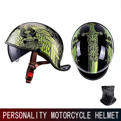DOT motorcycle retro helmet scoop helmet for men and women summer half helmet cruise motorcycle tilt helmet commuter personality