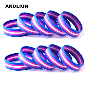 LGBT Pride Rainbow Pansexual Asexual Genderqueer Bisexual Wristband Jewelry Silicone Bracelet SLP-0000