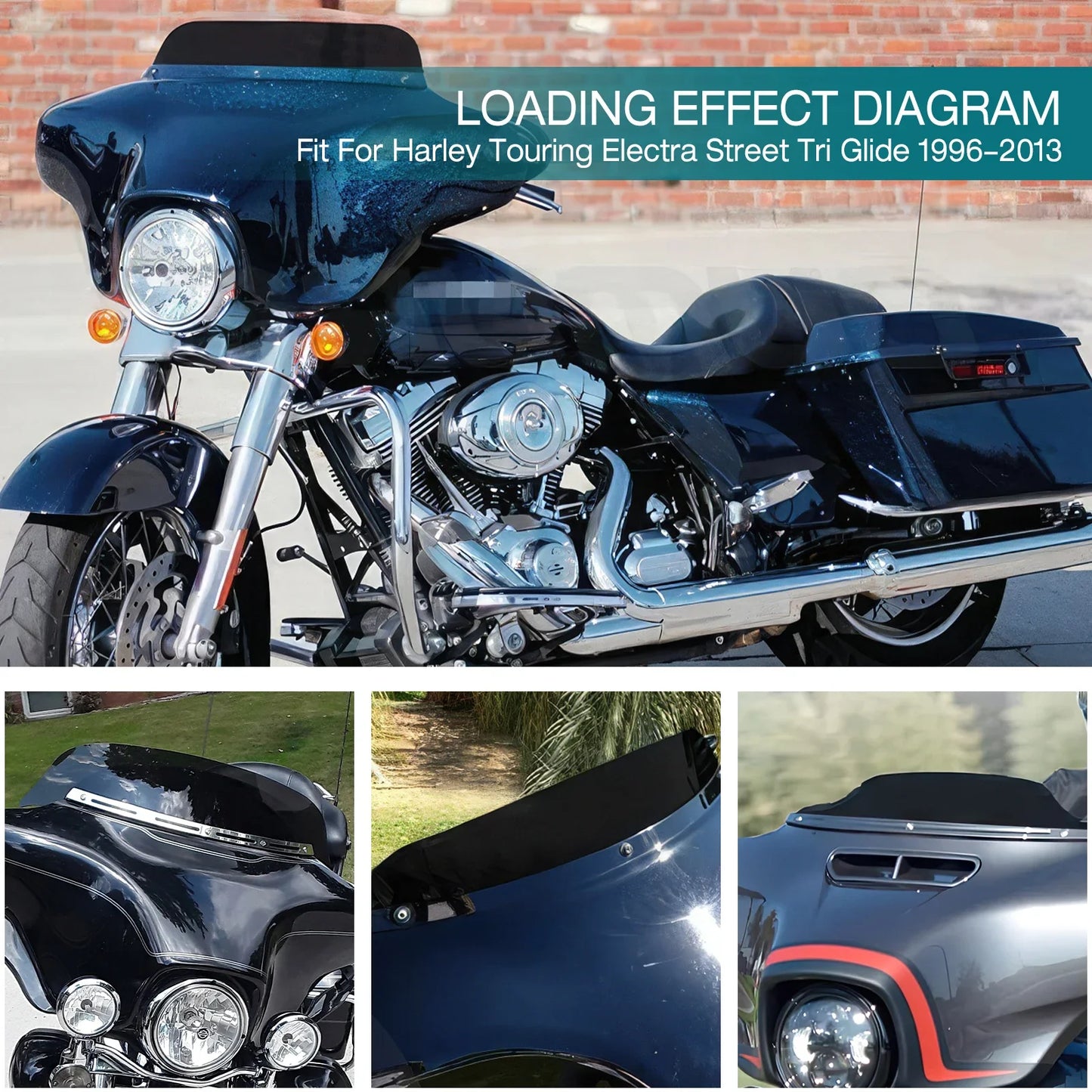 4'' 6"8'' Windshield Fairing Windscreen Cover For Harley Electra Street Glide Touring1996-2013 Black/Smoke