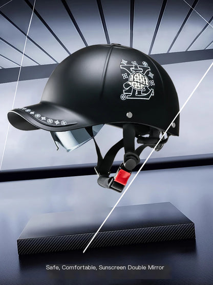 2025 For Cafe Racer Chopper Scooter Safety Hard Hat Half Face Vintage Summer Cap Motorcycle Half Helmet Baseball Cap Style