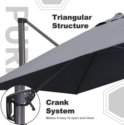 9' X 11.5' Patio Umbrella Outdoor Cantilever Rectangle Umbrella Aluminum Offset Umbrella with 360-degree Rotation, Customized
