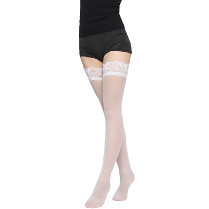 Sexy Women Floral Lace Patchwork Over Knee Thigh High Elastic red black Stockings dropshiping Ultra thin translucent long Socks
