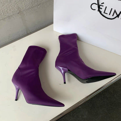 Eilyken New Spring Autumn Stretch Fabric Women Ankle Boots Sexy Pointed Toe High Heels Fashion Female Socks Pumps Shoes