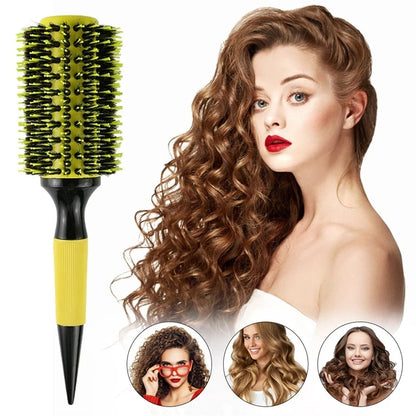 Barbershop Rolling Comb Round Hair Comb Nylon Bristle Aluminum Tube Ion Hair Brush Home Barbershop Styling Tools