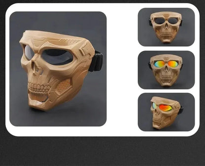 .Skull Mask Motorcycle Mask Bicycle Riding Windproof Full Face Skeleton Protective Mask Colored Goggle Tactical Cycling Bike
