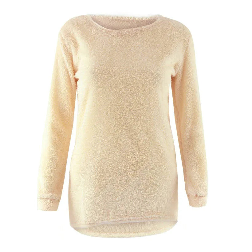 Sweater Woman autumn/winter 2022 Solid Color Long Sleeve O-neck Fleece Sweaters Women Fashion Dropshipping Sale CHD3059