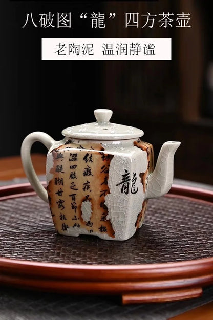 Vintage Teapot Ceramic Dragon Tea Kettles Home Office Kungfu Teaware Cups Set Chinese Tea Infuser Handmade Teacups