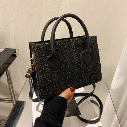 Summer Net Red Grass Woven Bag Crossbody Bag New Fashion Japanese Small Fresh Flower Woven Handbag Shoulder Bag