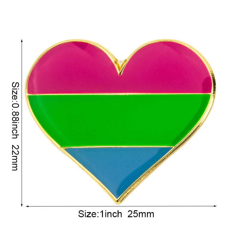 10pcs a lot Rainbow Pride Heart Shaped  Badge Symbol Pin Metal Badges Decorative Brooch Pins for Clothes Brooch Jewelry