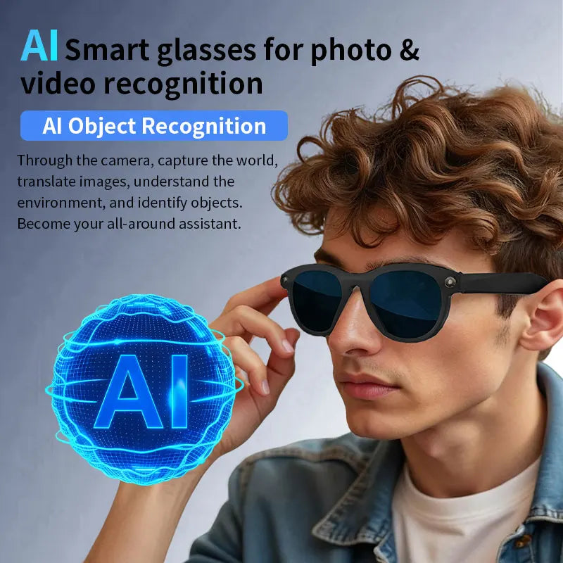 2026 Smart Glasses New Camera Photo Video Record AI Translation Bluetooth Touch Control Music Headphone Waterproof Smart Glasses