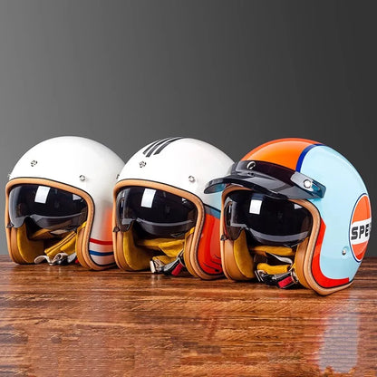 China 3C certification retro motorcycle helmet lightweight ventilation 3/4 cruise helmet unisex riding helmet.