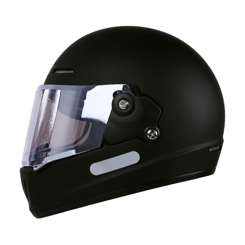 Retro-style full-face helmet with multi-color lenses, ABS material, DOT certified, suitable for all seasons