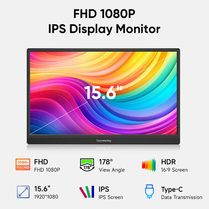 Dopesplay 15.6 inch Portable Monitor 1080P IPS External Screen Extender Display for Laptop PS 4 5 Switch Gaming Travel Monitors